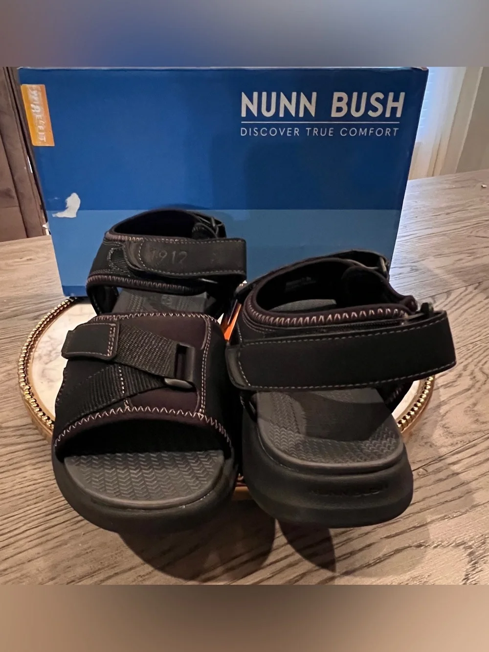 Nunn Bush Men’s Rio Vista Adjustable Strap Black Sandals | SZ. 9W (NWB)
